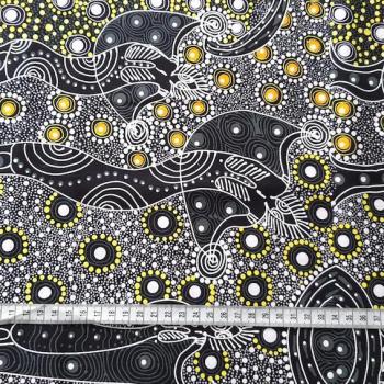 Preview: BLACK DANCING SPIRIT Aborigines Stoff aus Australien